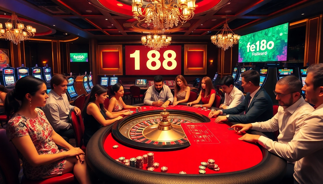 Exciting gambles at F168 casino featuring vibrant poker games and luxurious décor.