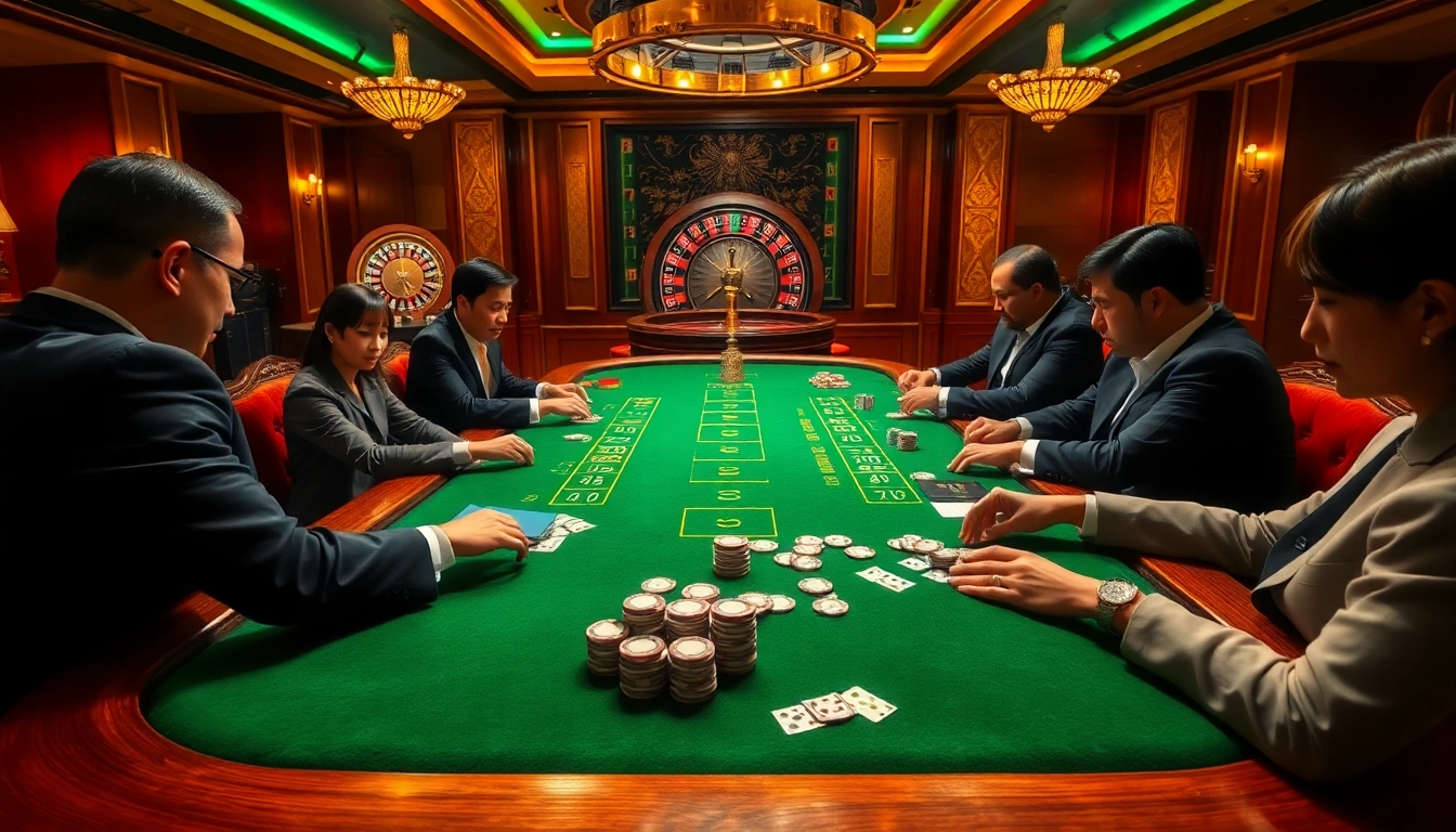 Play poker at https://open88.bid/ with luxury and excitement in a vibrant casino setting.