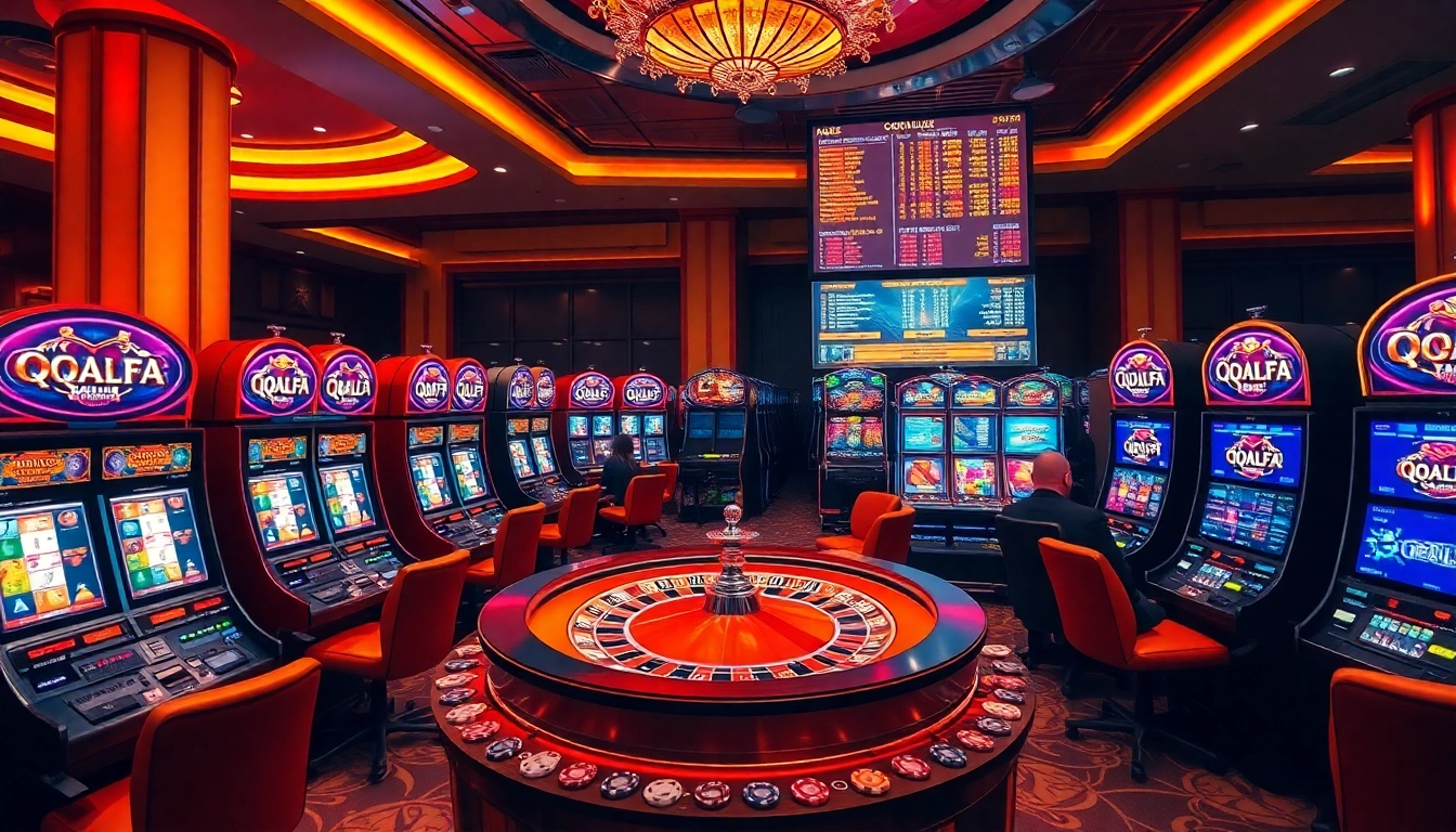 Play slots at QQALFA, with vibrant machines and engaging casino atmosphere.
